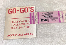 THE GO-GO's 1981 CONCERT TICKET BACKSAGE PASS HOLLYWOOD Belinda Carlisle GO-GOs