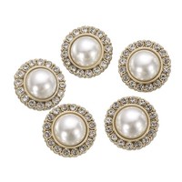 5 StüCk Perlen Gold Metall NäHt KnöPfe 15Mm Rund Frauen Mantel KnöPfe #8