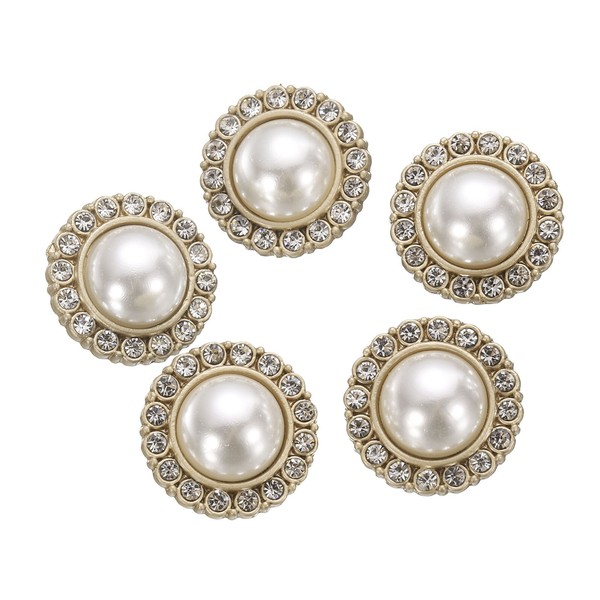 5 StüCk Perlen Gold Metall NäHt KnöPfe 15Mm Rund Frauen Mantel KnöPfe #8-image