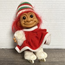 Vintage Russ Troll Doll Ice Skater Red Hair Retro Snow Winter Wonderland Theme