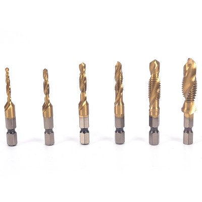 M3-M10 Hex Shank Titanium Plated HSS Hand Screw Thread Metric Tap Drill BitsYH