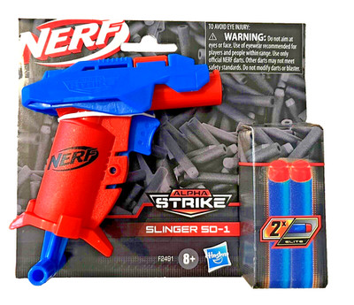 Nerf Alpha Strike Slinger SD-1 Launcher + 2 Official Darts Red, Blue New