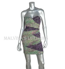 BCBG BCBGMAXAZRIA DRESS COLORBLOCK RUCHED PLEATED BODYCON US sz 2
