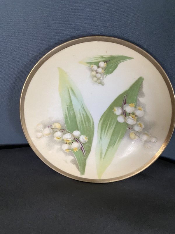 Antique O.&E.G. Royal China Lillies of the Valley Plate 6” Gold Trim Austria