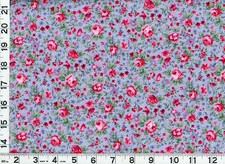 Red Roses Dk Blue Flowers on Blue Quilting  Sewing Fabric by the Yard  930