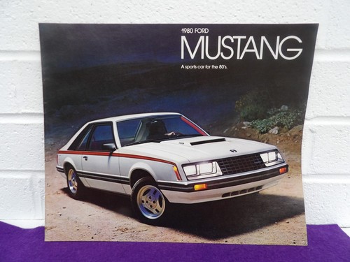 ORIGINAL vintage 1980 FORD MUSTANG sales brochure COLOR pages COBRA GHIA more