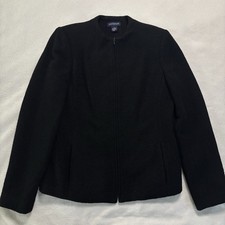 Ann Taylor Blazer Women  s Size 4 Black Wool Blend Full Zip Jacket Made In USA