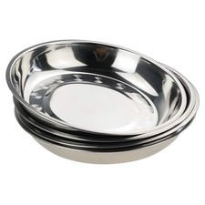 4 Pack 9.2 Inch Stainless Steel Round Dinner Plates for Camping BBQ Snack Salad