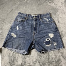 FREE PEOPLE Distressed Cut Off Raw Hem Denim Shorts Size 26 Boho