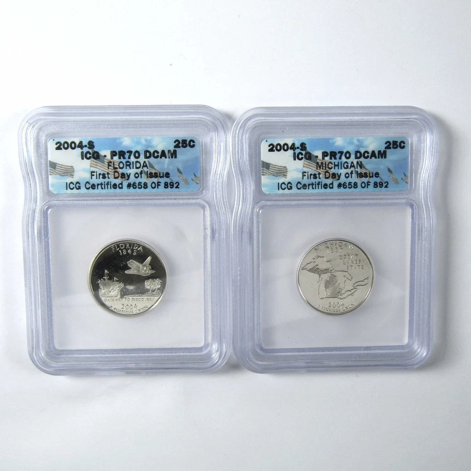 2004 S State 25c 5 Piece Set PR 70 DCAM ICG Clad First Day SKU:CPC6633 - Image 2 of 4