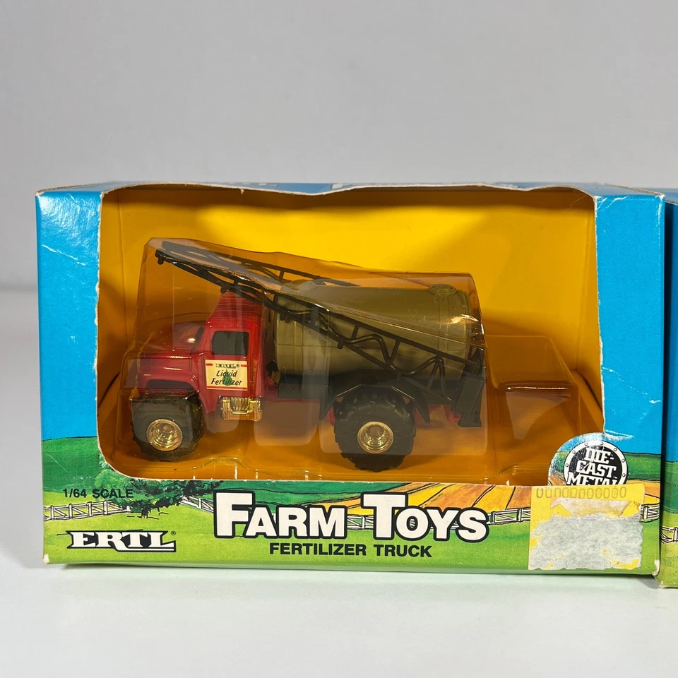 Lot of 2 Vintage 1987 Ertl 1:64 Farm Toys Fertilizer Truck & Milk Tanker - Image 2 of 4