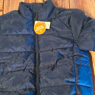 Water Resistant Kids Blue Puffer Jacket XS Full Zip Quilted