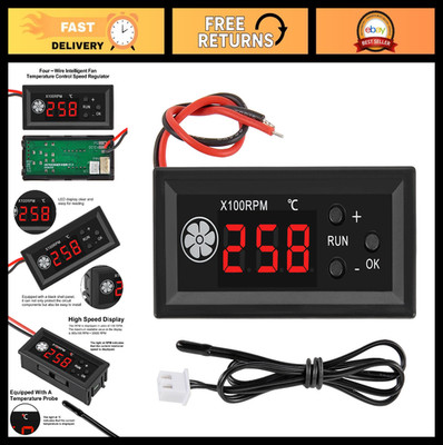 2Pcs DC 12V PWM Fan Speed Controller Module with Digital Display & Temp Probe