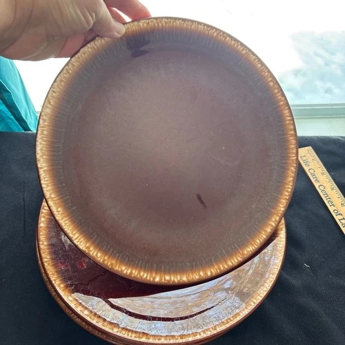 Vintage USA Oven Proof Brown Drip Glaze 10” Plate