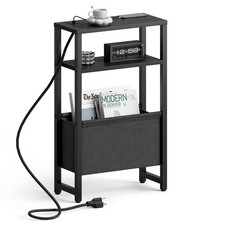 IRCPEN Narrow Side Table with Charging Station, Slim End Table with Magazine ...