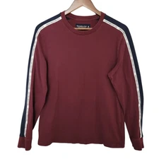Abercrombie & Fitch Soft A&F Long Sleeve Crewneck Tee Mens Size M Burgundy Navy