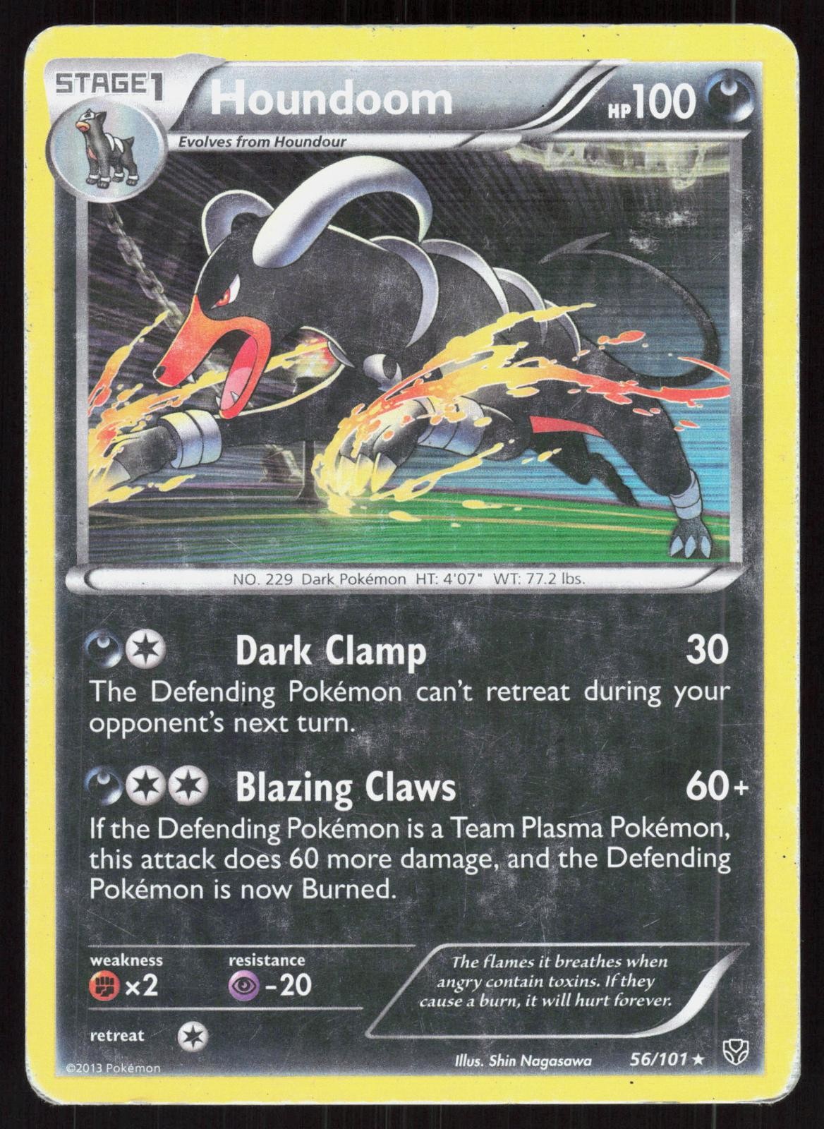 Plasma Blast Houndoom 56/101 Holo Rare Pokemon MP