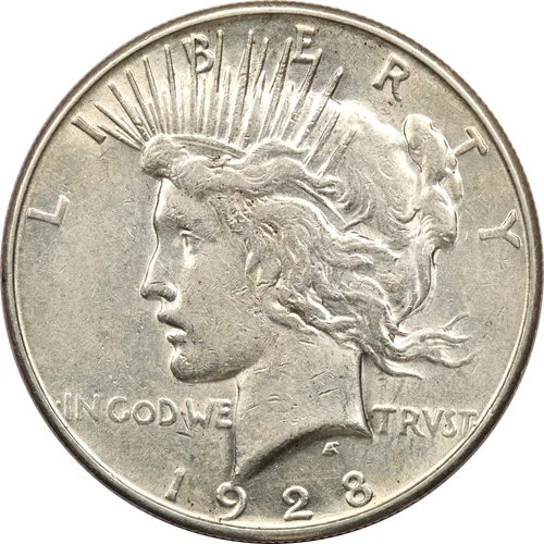 1928-S Peace Silver Dollar $1, About Uncirculated AU