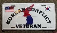 Korean War Veteran Decorative License Plate Made In USA
