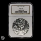 1988 $1 American Silver Eagle Dollar NGC MS69 -E292