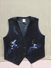 The Disney Store Mickey And Minnie Mouse Quilted Black Lined Vest Velvet