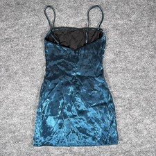 VTG Nasty Gal La Femme Brush Metallic Mini Dress Women S Small Blue 90s Y2K NEW