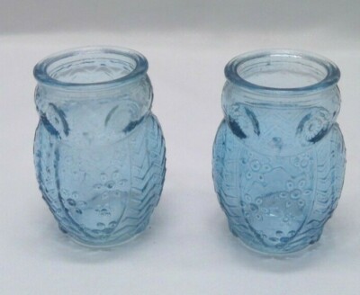 Style Setter Blue Owl 2 Piece Glass Jar Set Glass Canister Shot Glass No 1 and 2