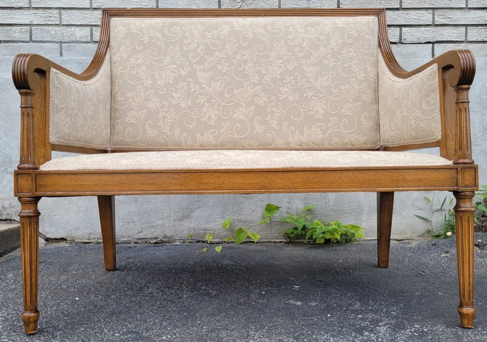 1940s English Maple Love Seat with New Upholstery - Antique Settee - Image 3 of 4