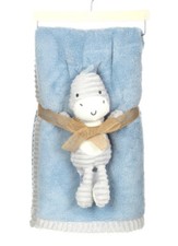 Chick Pea Baby Blanket Dinosaur Lovey Set Blue Gray Textured Ribbed Trim New