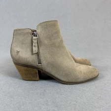 Frye Women's Judith Ankle Boot Double Zip Size 6.5M Ash Beige Suede Leather