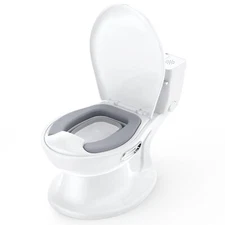 Potty Training Toilet with Soft Seat & Realistic Flushing Sound & Removable Pot