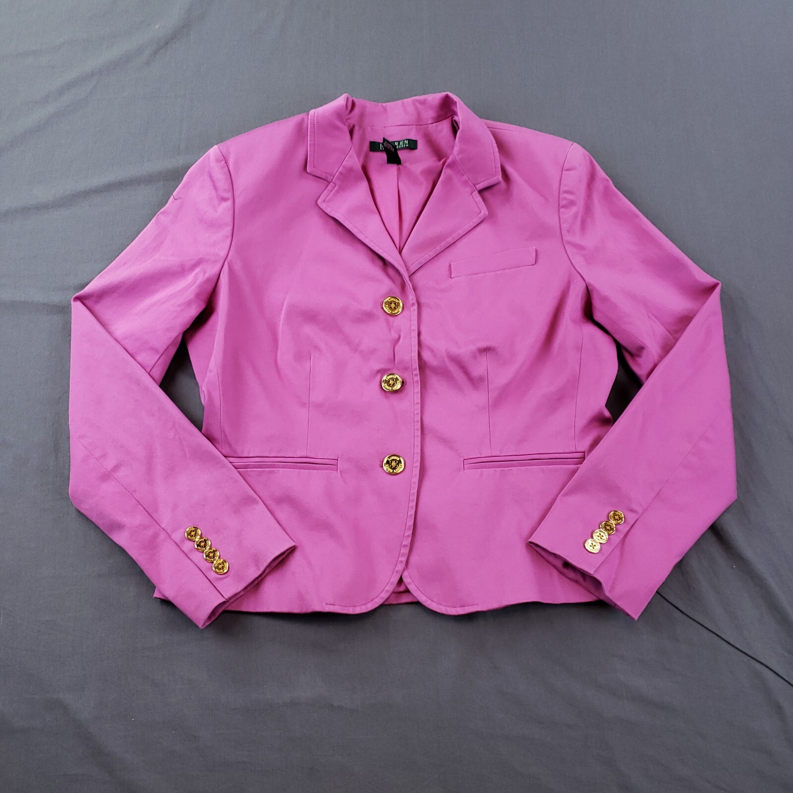 Lauren Ralph Lauren Blazer Womens 12 Pink Gold Buttons Single Breasted