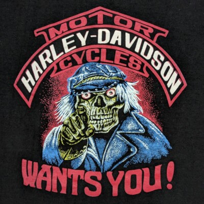 Vintage Rare 80s Bootleg Harley Davidson Skull Single Stitch Shirt