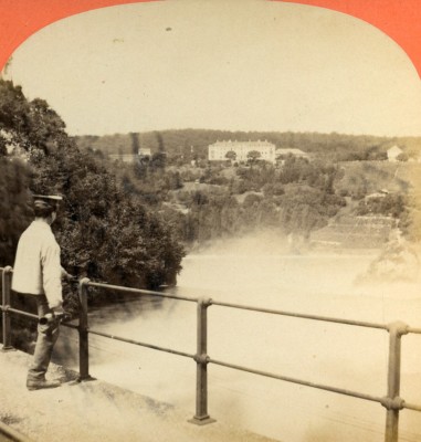 Schweiz Schaffhausen Rhein Wasserfall altes Stereoview Foto Lamy 1875