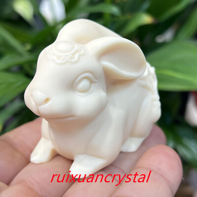 2 '' Natural Corozo Nut Quartz Carved rabbit Skull Crystal Reiki Healing 1PC