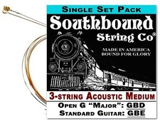 Cigar Box Guitar String Set: 3-string Acoustic Medium Open G/Standard
