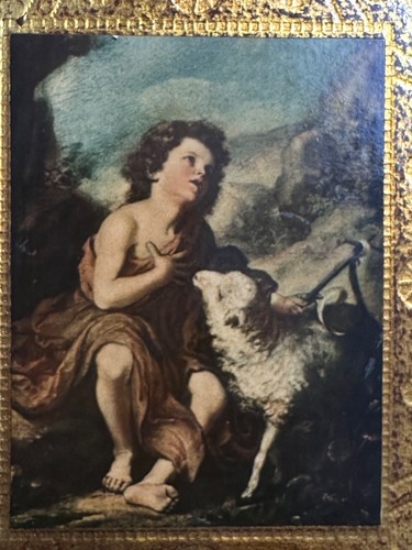 Ancien tableau religieux florentin icone St Jean Baptiste Murillo cadre bois Or - Photo 3 sur 4