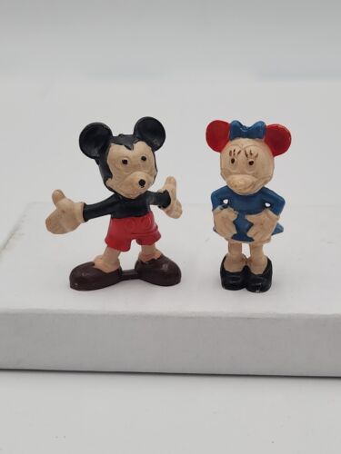 Vintage 1950's German Mickey & Minnie Mouse Disneykin Style Plastic Figures HTF - Picture 1 of 3