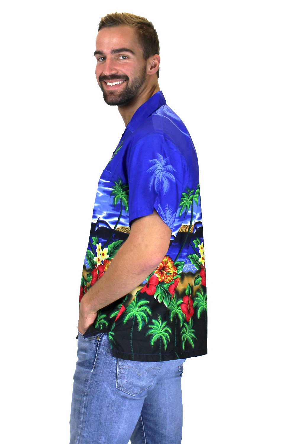 Funky Hawaiian Shirt Dolphin Dark Blue for Men