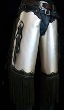 Custom Made Leather Chinks/Metallic Pearl Chaps/Made In USA