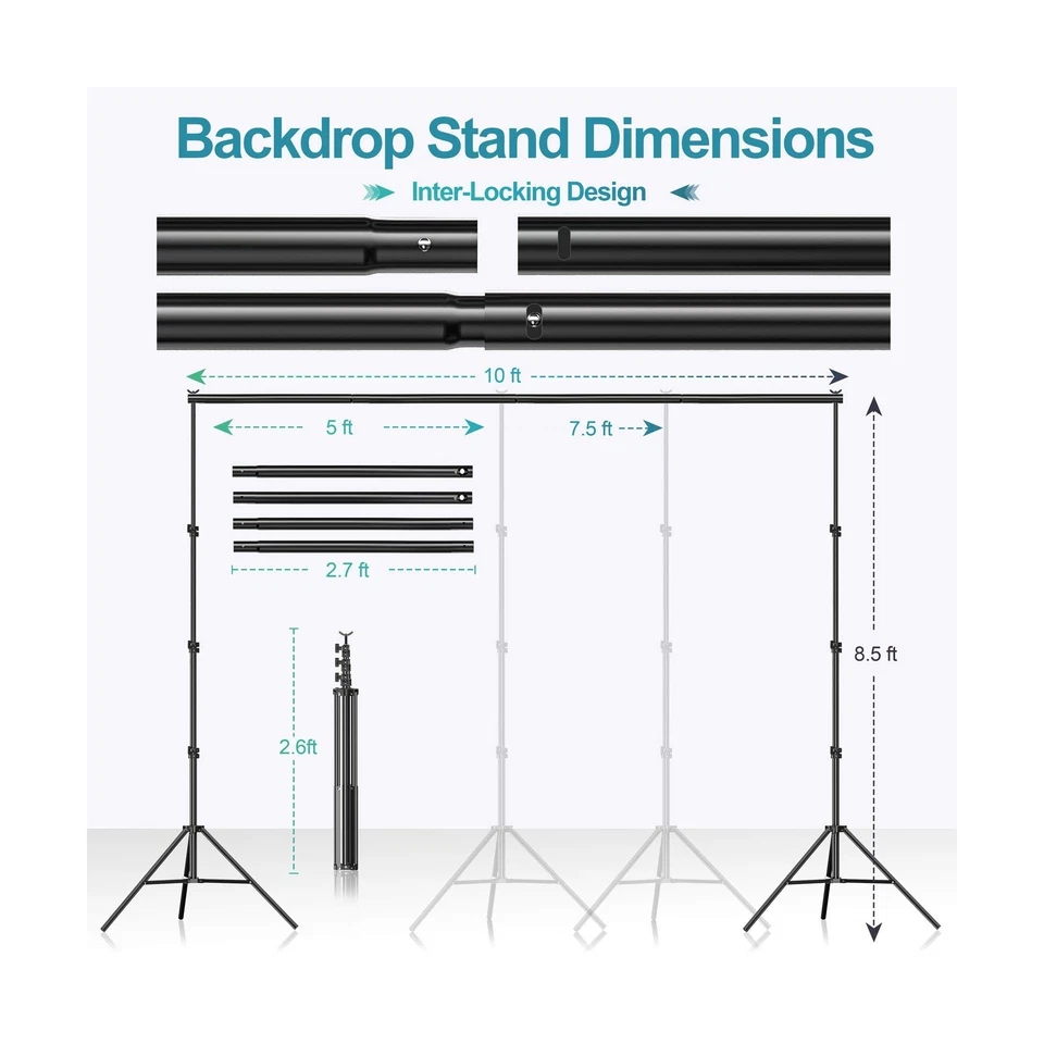 EMART 8.5 x 10 ft Backdrop Support System, Professional Photography Lighting ... - Image 2 of 4