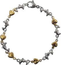 Bracciale portafortuna acciaio inox cuore delfino Braccialetto uomo donna unisex