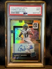 2022 Panini Optic #206 Garrett Wilson Gold Auto Inscription PSA 9