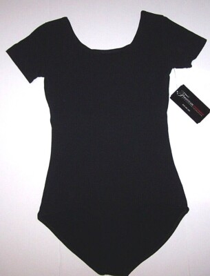 Theatricals Dancewear Leotard Bodysuit Scoop SS Short Slv TH5502 Black New Women