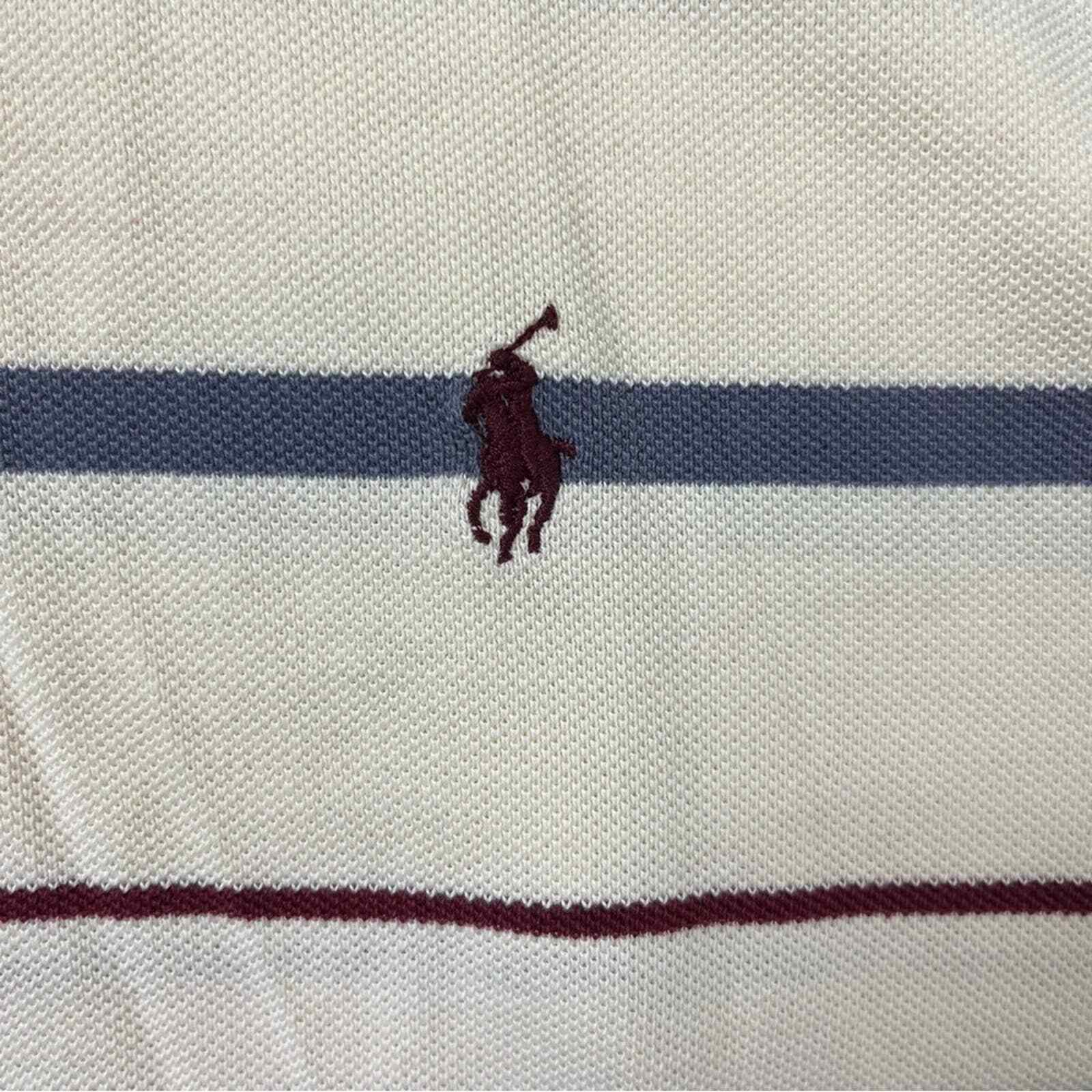 Vtg POLO RALPH LAUREN Striped Pique Polo Shirt Me… - image 2