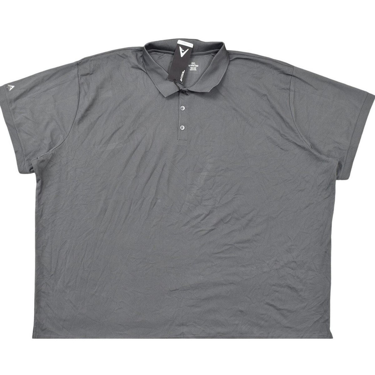 NEW Antigua Men's Gray Polo Shirt 5XL 100% Polyester Short Sleeve Solid