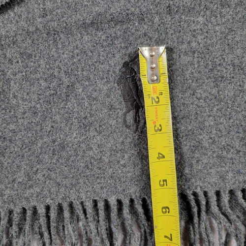 Polo Ralph Lauren Scarf Big Pony Lambs Wool MADE IN ITALY Gray Black 60" x 12" - Picture 3 of 11