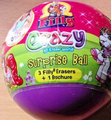 Filly erazy surprise Ball 3 Filly Erasers  + 1 Brochure