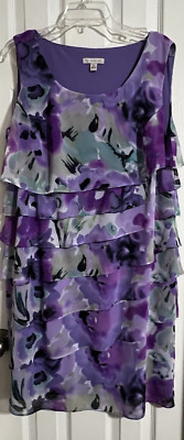 db established 1962 Ladies Tiered Purple Floral Dress
