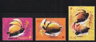 SINGAPORE 2011 LUNAR YEAR OF RABBIT ZODIAC COMP. SET OF 3 STAMPS IN MINT MNH - Image 1 of 4